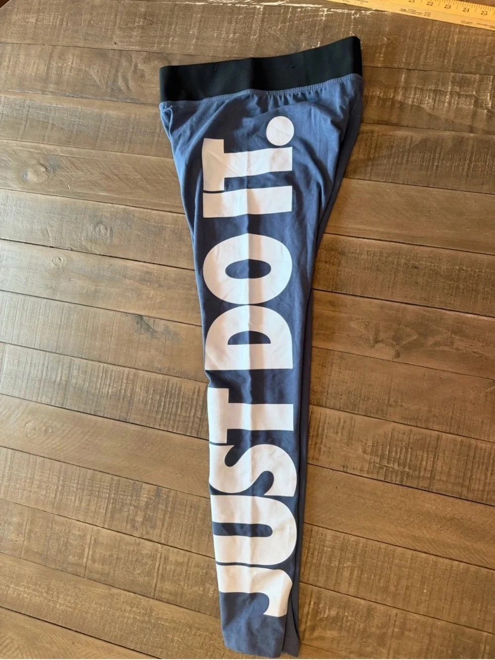 Nike Just Do It Leg-A-See Women’s Workout Leggings Size Small Blue/White Logo